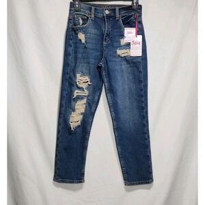 Justice Girls Mini Mom Ripped Denim Jeans Size 14‎ NWT